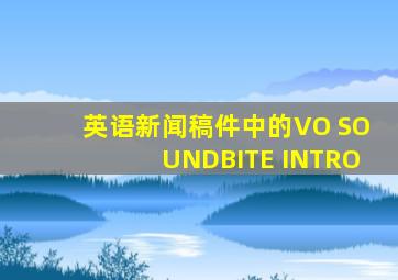 英语新闻稿件中的VO SOUNDBITE INTRO